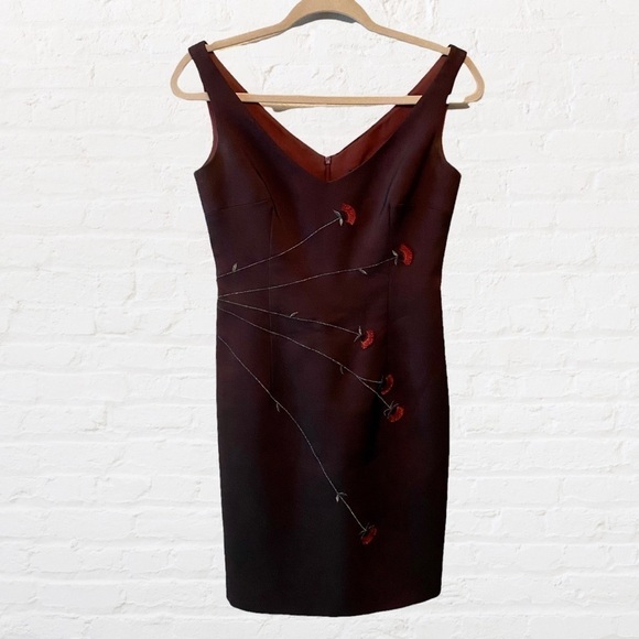 Laundry by Shelli Segal Burgandy Embellished Dress, size Small 4/6 - Picture 7 of 11